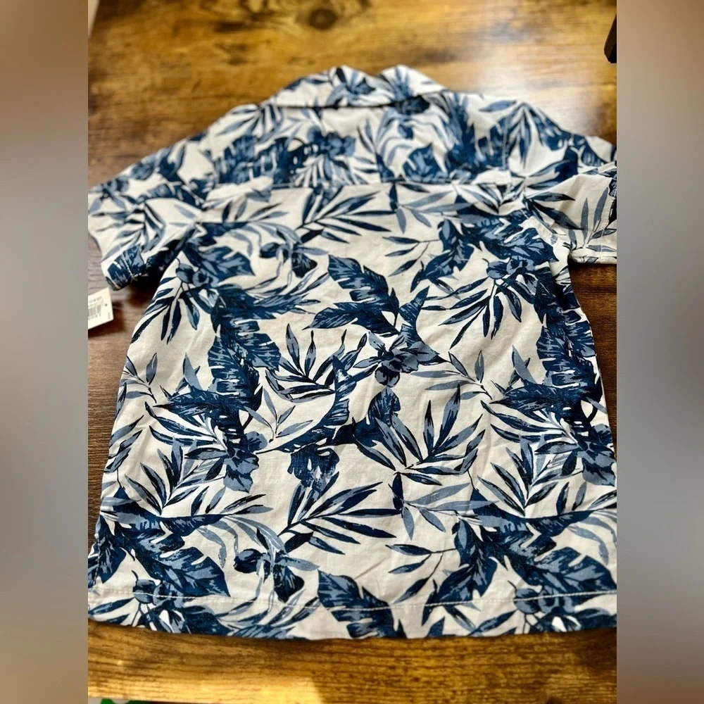 OLD NAVY NWT Blue Floral Button Down Shirt, 12-18 Month